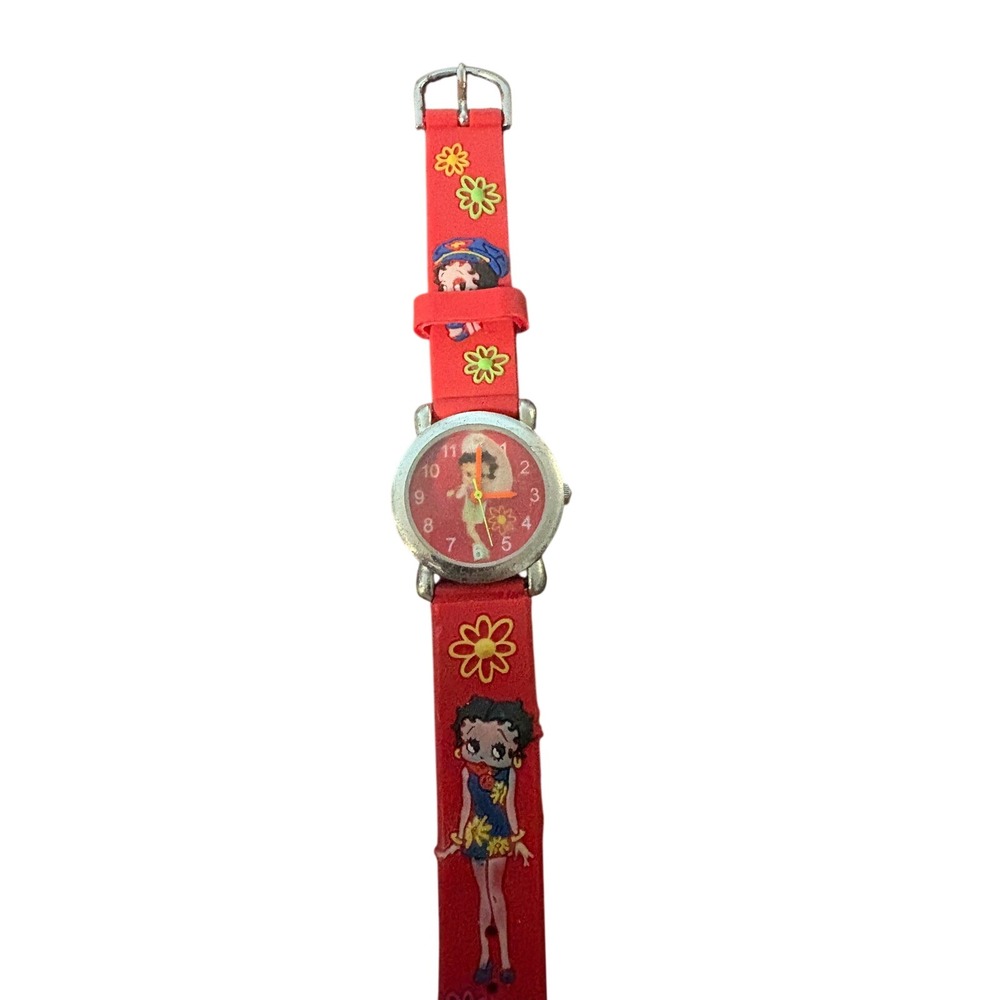 Betty Boop Vintage Style Red Rubber Strap Watch Analog Character Timepiece
